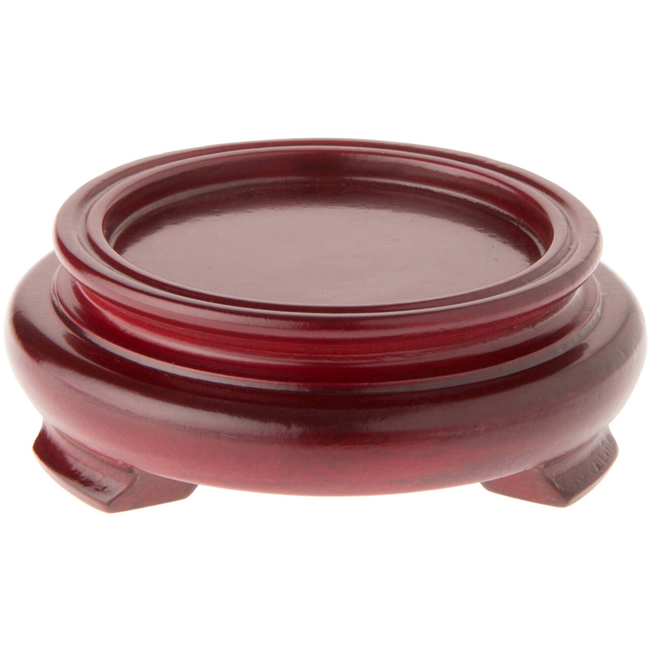 Plymor Red Round Wood Veneer Footed Display Base, 3" W x 3" D x 1.25" H (2" Display Diameter)